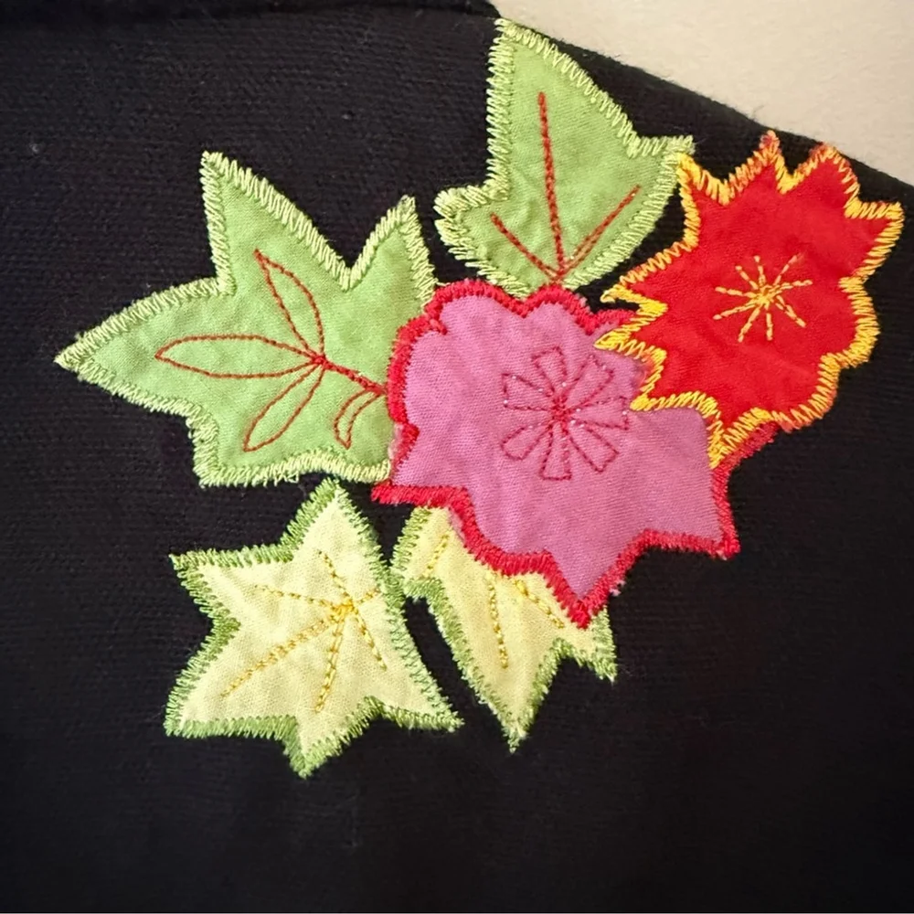 Hearts of Palm Black Tropical Floral Embroidered Cotton Blazer Women’s 16 - Picture 11 of 13